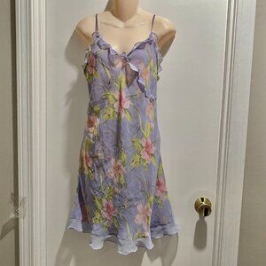 Vintage Valerie Stevens Floral Sheer Beading Fairy Bohemian Romantic Y2K Dress L